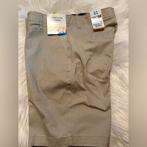 ION Stretch Fabric Flat-Front Men's Shorts - wheat